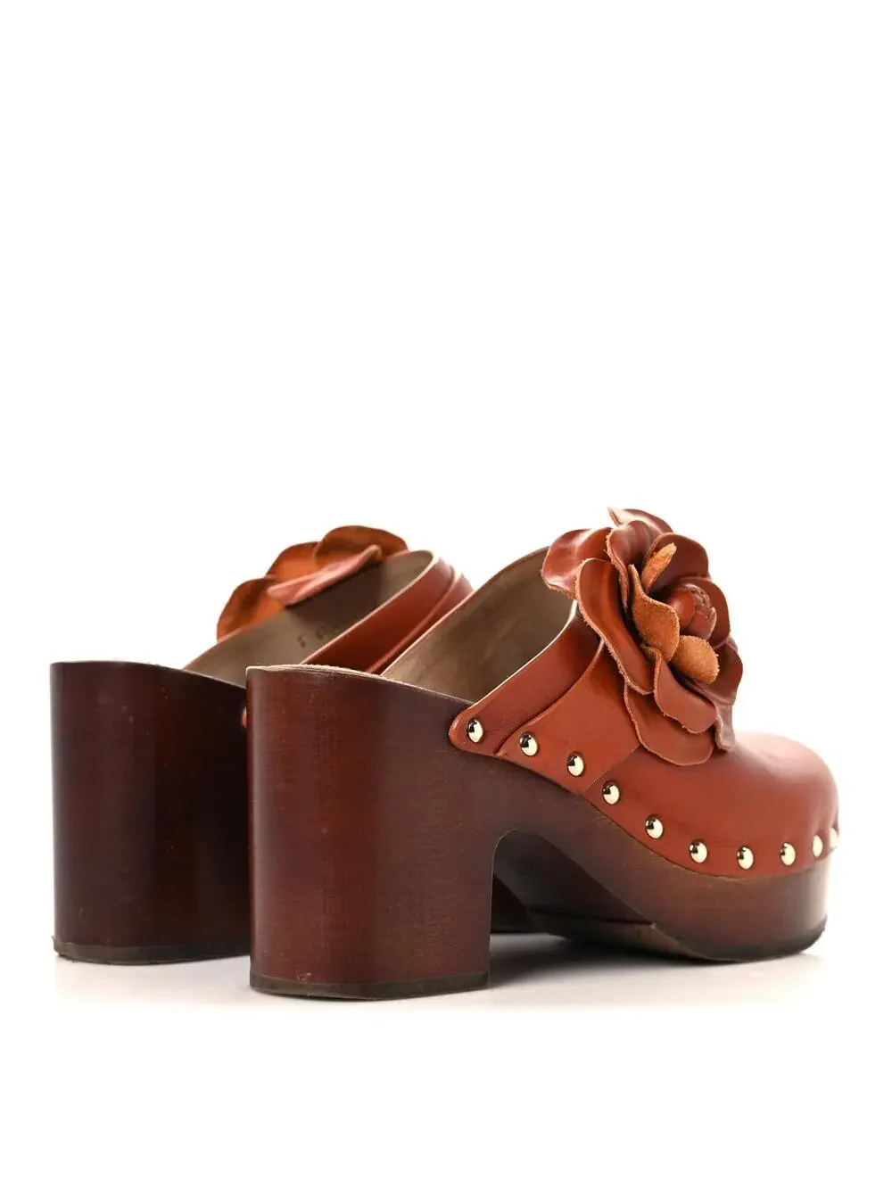 Chanel Calfskin Camellia Clogs 36 Brown #339645C82B